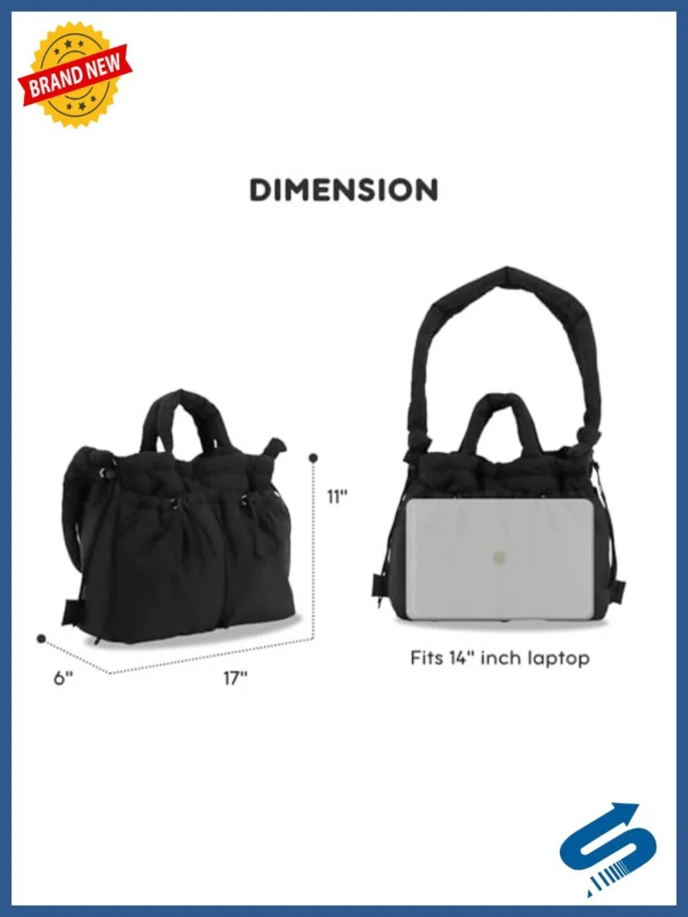 Quilted Puffer Tote Bag Converts to Backpack - Lightweight Nylon Travel Handbag